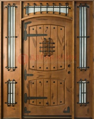 Железная парадная дверь с металлическими вставками ДПР-68 в коттедж в Вологде