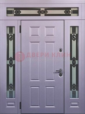 Филенчатая железная парадная дверь с фрамугами ДПР-82 в Вологде