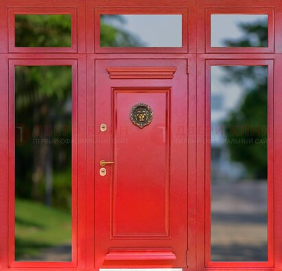 Красная парадная дверь для частного дома ДПР-88 в Вологде