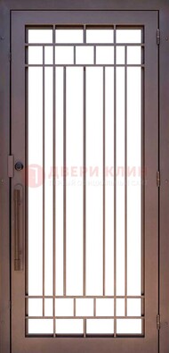 Стальная решетчатая дверь в коричневом цвете ДР-12 в Вологде