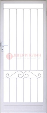 Белая стальная решетчатая дверь с волютами ДР-30 в Вологде