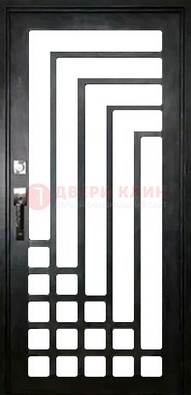 Черная стальная решетчатая дверь в современном стиле ДР-43 в Вологде
