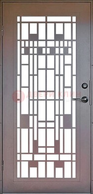 Коричневая стальная решетчатая дверь с узором ДР-4 в Вологде