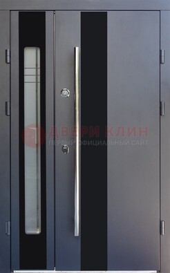 Серая стальная дверь со стеклом ДС-11 в Вологде