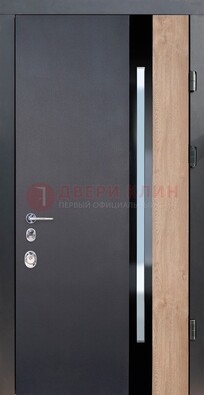Черная металлическая дверь МДФ со стеклом ДС-14 в Вологде