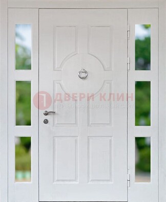 Белая стальная дверь со стеклом и фрамугами ДС-20 в Вологде