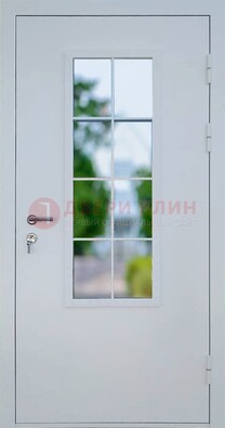 Белая железная дверь порошок со стеклом ДС-31 в Вологде
