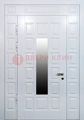 Белая входная дверь с МДФ панелью и стеклом ДС-56 в Вологде