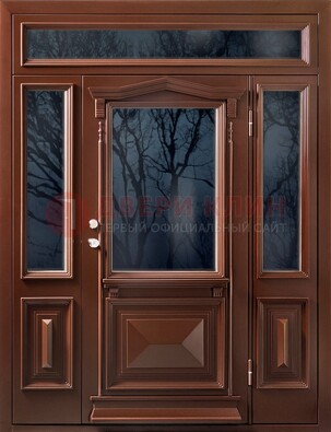 Коричневая металлическая дверь со стеклом ДС-67 в Вологде