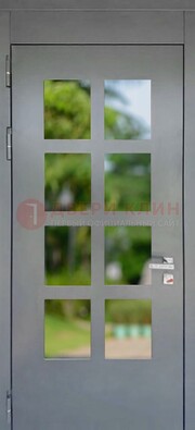 Серая металлическая дверь со стеклом ДС-78 в Вологде