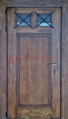 Металлическая дверь с Виноритом со стеклом и ковкой под старину ДСК-209 в Вологде