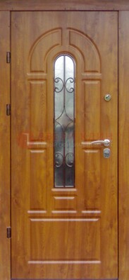 Железная дверь с Виноритом стеклом и ковкой для входа ДСК-261 в Вологде