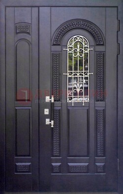 Входная дверь Винорит со стеклом и ковкой с узором ДСК-270 в Вологде