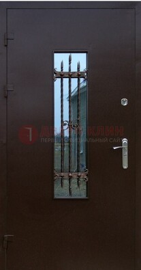 Надежная металлическая дверь со стеклом и ковкой ДСК-47 в Вологде