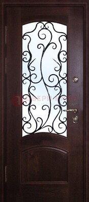 Металлическая дверь со стеклом и ковкой ДСК-6 в квартиру в Пскове