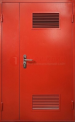 Красная железная техническая дверь с вентиляционными решетками ДТ-4 в Вологде