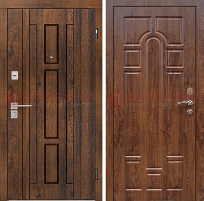 Стальная коричневая дверь с МДФ и коричневой МДФ внутри ДМ-1388 в Вологде