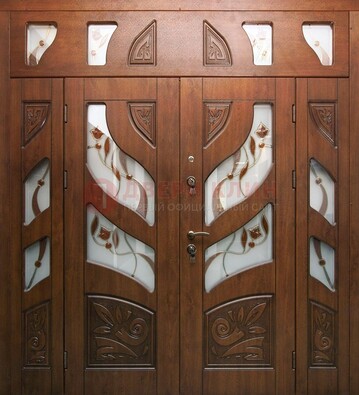 Элитная двухстворчатая дверь с витражным стеклом ДВТ-173 в Вологде