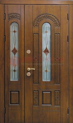 Темная стальная дверь с виноритом и стеклом ДВТ-179 в Вологде