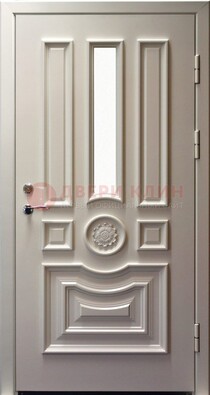 Белая уличная дверь с виноритом и стеклом ДВТ-201 в Вологде