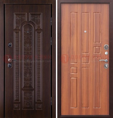 Темная металлическая дверь с виноритом и узором ДВТ-224 в Вологде