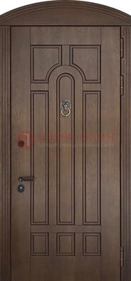 Коричневая стальная дверь с виноритом в форме арки ДВТ-237 в Вологде
