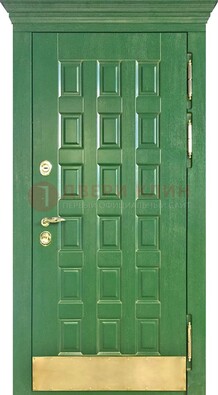 Входная зеленая дверь с виноритом для коттеджа ДВТ-249 в Вологде