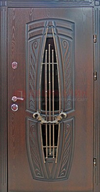 Стальная коричневая дверь с виноритом и МДФ ДВТ-83 в Вологде