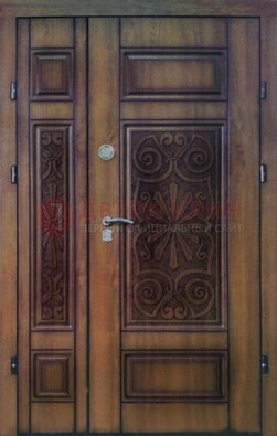 Входная железная дверь с виноритом и резьбой ДВТ-96 в Саратове