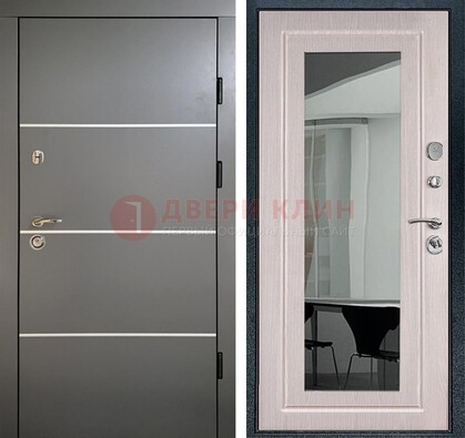 Черная металлическая дверь с зеркалом ДЗ-12 в Вологде