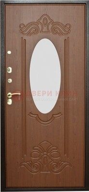 Коричневая стальная дверь с зеркалом ДЗ-15 в Вологде