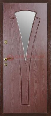 Бордовая металлическая дверь с зеркалом МДФ внутри ДЗ-1 в Вологде