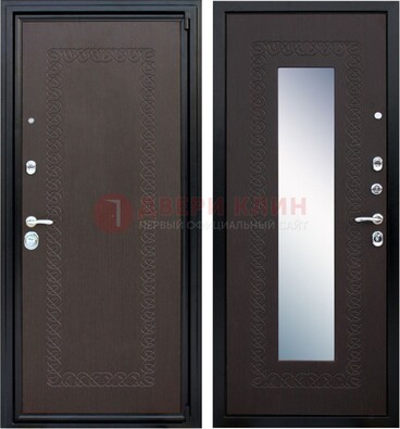Темная стальная дверь с зеркалом ДЗ-20 в Вологде