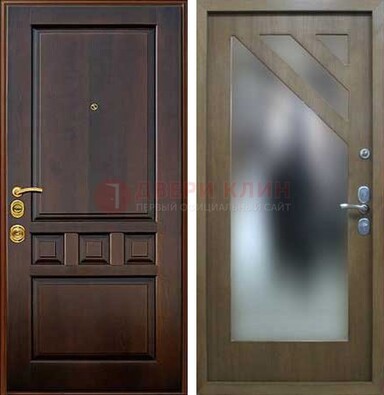Темная входная дверь с зеркалом МДФ внутри ДЗ-25 в Вологде
