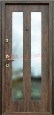 Коричневая железная дверь с зеркалом ДЗ-28 в Вологде