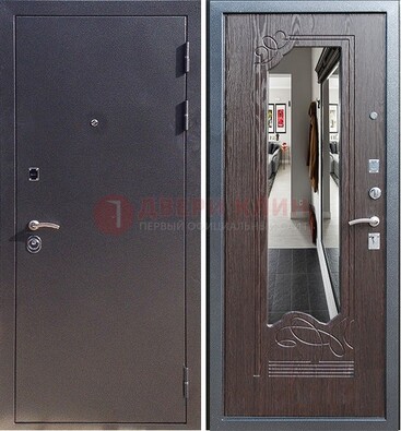 Черная входная дверь с зеркалом МДФ внутри ДЗ-29 в Вологде