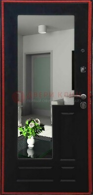 Черная железная дверь с зеркалом МДФ внутри ДЗ-2 в Вологде