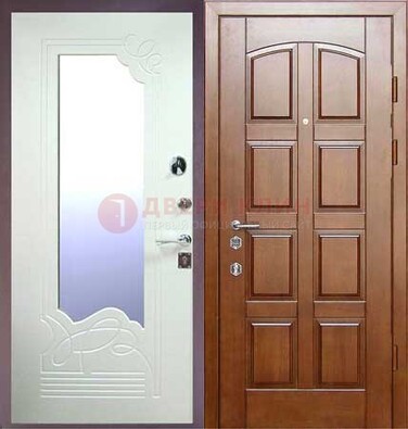 Коричневая железная дверь с зеркалом ДЗ-39 в Вологде