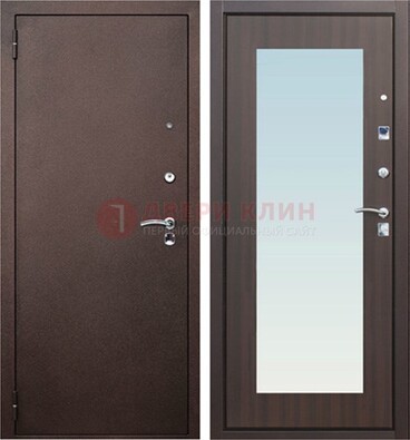 Коричневая входная дверь с зеркалом МДФ внутри ДЗ-40 в Вологде