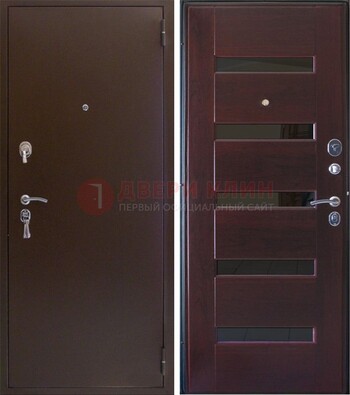 Темная железная дверь с зеркалом ДЗ-42 в Вологде