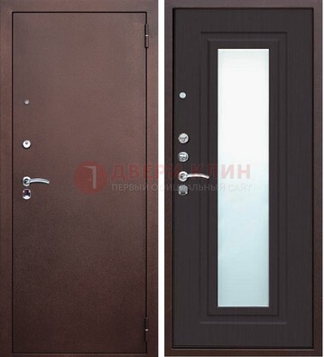 Коричневая металлическая дверь с зеркалом ДЗ-43 в Вологде