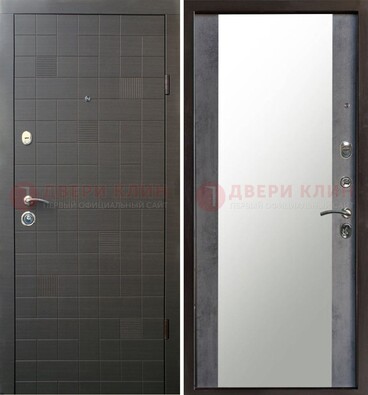 Темная железная филенчатая дверь с зеркалом ДЗ-53 в Вологде
