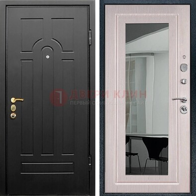 Темная стальная дверь с МДФ Капучино и зеркалом ДЗ-55 в Кубинке