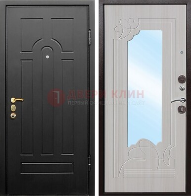Темная входная дверь с МДФ Беленый дуб и зеркалом ДЗ-58 в Вологде