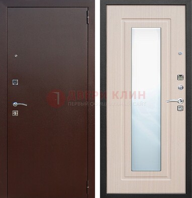 Входная дверь с порошковым покрытием филенчатой МДФ и зеркалом ДЗ-65 в Вологде
