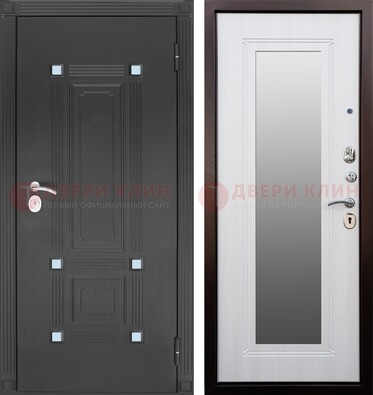 Стальная черная дверь МДФ с зеркалом ДЗ-76 в Вологде