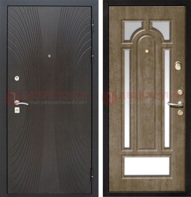 Темная металлическая дверь МДФ с различными зеркальными вставками внутри ДЗ-82 в Вологде