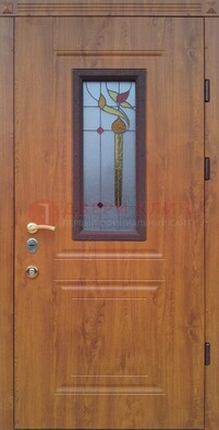 Железная дверь с МДФ и витражом ВЖ-24 в Вологде